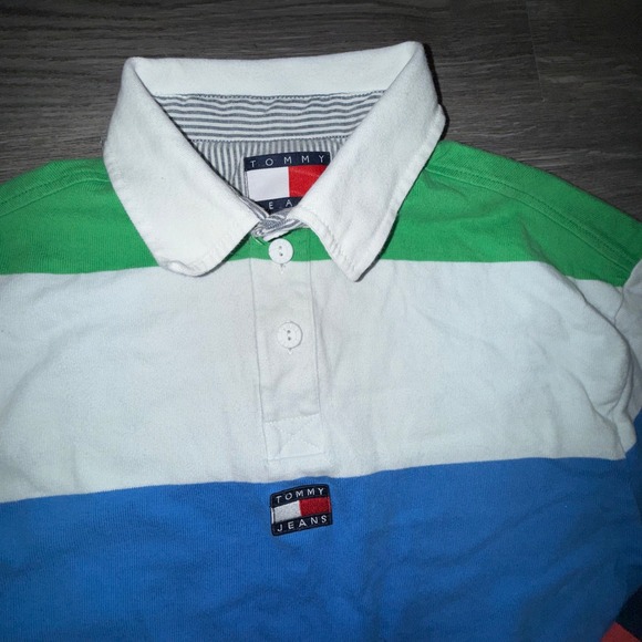 Vintage 90s Tommy Jeans Colorblock Rugby Shirt Limited Edition Y2K Prep - Picture 4 of 9